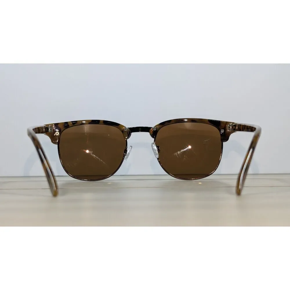 Tortoise Shell Clubmaster Style Sunglasses Brown Lenses Unisex Retro Shades